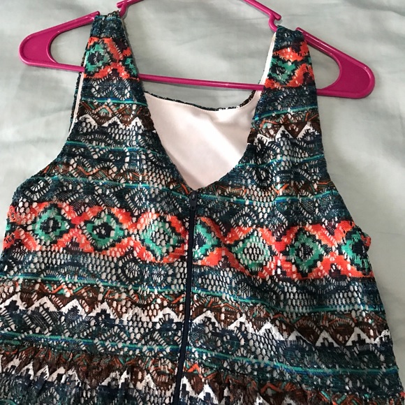 Orange teal and white dress - Picture 3 of 4